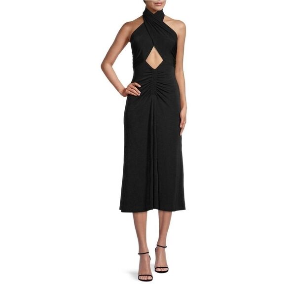 MISHA Esperanza Jersey Midi Dress Black Designer Chic Dress NWT - Picture 1 of 9